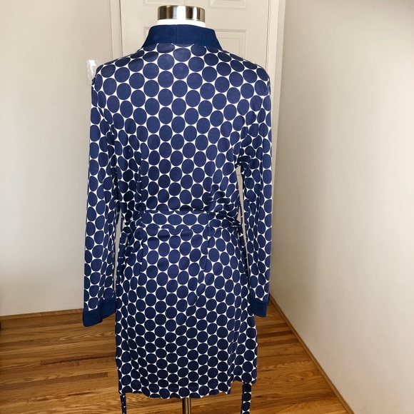 Kate Spade Blue Polka Dot Cotton Tie Front Robe size S - Picture 3 of 15
